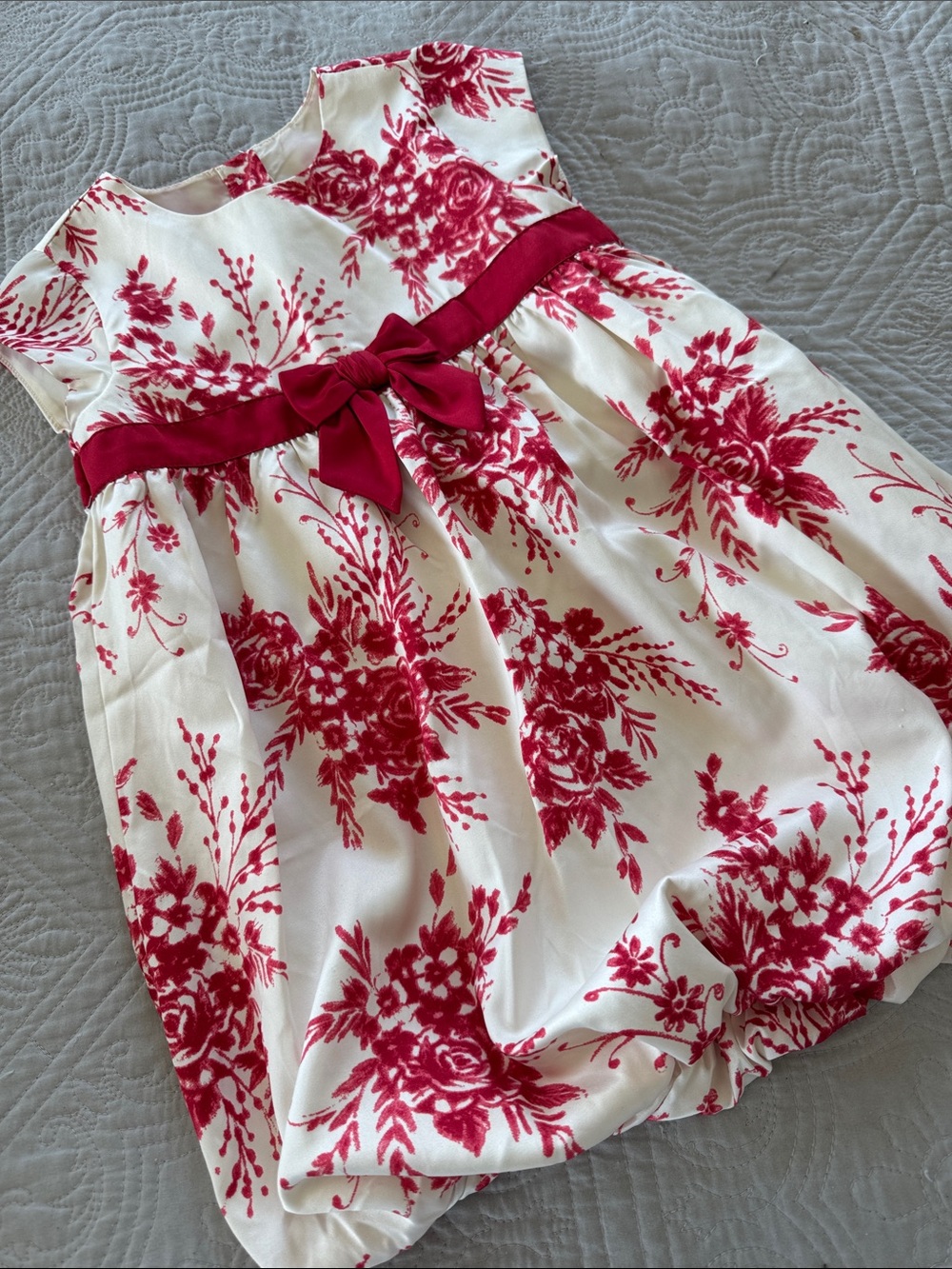 Crazy 8 White Dress with Red Floral Print and Red Bow